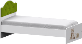 Кровать Каспер с мягкой спинкой и фотопечатью (800х1900)Белый/Лайм в Норильске - norilsk.katalogmebeli.com | фото