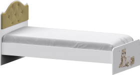 Кровать Каспер с мягкой спинкой и фотопечатью (800х1900)  Белый/Ваниль в Норильске - norilsk.katalogmebeli.com | фото 1