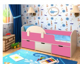 Кровать Малыш-мини Дуб молочный/Розовый в Норильске - norilsk.katalogmebeli.com | фото 1