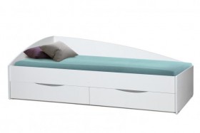 Кровать одинарная "Фея - 3" (асимметричная) (2000х900) New/(белый / белый / ДВПО белый) в Норильске - norilsk.katalogmebeli.com | фото