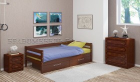Кровать одинарная ГЛОРИЯ из массива сосны  900*2000 (Орех) в Норильске - norilsk.katalogmebeli.com | фото