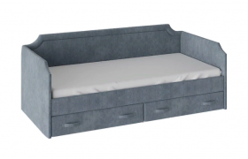 Кровать с мягкой обивкой и ящиками «Кантри» Тип 1 (900) (Замша синяя) в Норильске - norilsk.katalogmebeli.com | фото