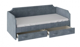 Кровать с мягкой обивкой и ящиками «Кантри» Тип 1 (900) (Замша синяя) в Норильске - norilsk.katalogmebeli.com | фото 2