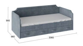 Кровать с мягкой обивкой и ящиками «Кантри» Тип 1 (900) (Замша синяя) в Норильске - norilsk.katalogmebeli.com | фото 3