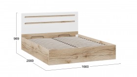 Кровать с подъемным механизмом «Фьюжн» Дуб Делано/Белый глянец в Норильске - norilsk.katalogmebeli.com | фото 2