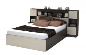 Кровать с прикроватным блоком КР 552 Спальня Basya (венге/белфорт) в Норильске - norilsk.katalogmebeli.com | фото
