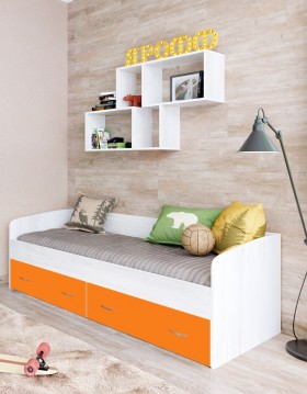 Кровать с выкатными ящиками Винтерберг/Оранжевый в Норильске - norilsk.katalogmebeli.com | фото