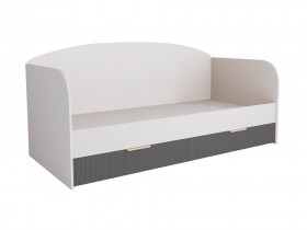 Кровать с ящиками ДКД 2000.1 Лавис (Белый софт/Графит софт/корпус Белый) в Норильске - norilsk.katalogmebeli.com | фото