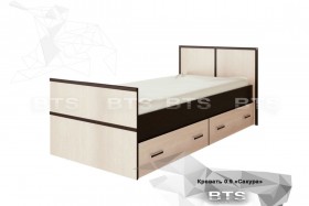 Кровать Сакура с настилом и ящиками 0,9 (Венге/Лоредо) в Норильске - norilsk.katalogmebeli.com | фото 1