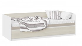 Кровать «Сканди» с 2 ящиками Дуб Гарден/Белый/Глиняный серый в Норильске - norilsk.katalogmebeli.com | фото 1