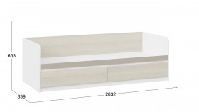 Кровать «Сканди» с 2 ящиками Дуб Гарден/Белый/Глиняный серый в Норильске - norilsk.katalogmebeli.com | фото 3
