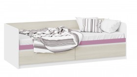 Кровать «Сканди» с 2 ящиками Дуб Гарден/Белый/Лиловый в Норильске - norilsk.katalogmebeli.com | фото
