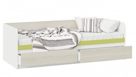 Кровать «Сканди» с 2 ящиками Дуб Гарден/Белый/Зеленый в Норильске - norilsk.katalogmebeli.com | фото 2
