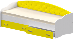 Кровать Софа-7 с мягкой спинкой (800х1900) Белый/Желтый в Норильске - norilsk.katalogmebeli.com | фото