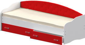 Кровать Софа-7 с мягкой спинкой (800х1900) Белый/Красный в Норильске - norilsk.katalogmebeli.com | фото