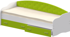 Кровать Софа-7 с мягкой спинкой (800х1900) Белый/Лайм в Норильске - norilsk.katalogmebeli.com | фото