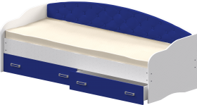Кровать Софа-7 с мягкой спинкой (800х1900) Белый/Синий в Норильске - norilsk.katalogmebeli.com | фото