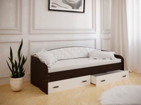 Кровать Софа-7 с мягкой спинкой (800х1900) Венге/ Белый в Норильске - norilsk.katalogmebeli.com | фото