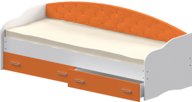 Кровать Софа-8 с мягкой спинкой (900х1900) Белый/Оранжевый в Норильске - norilsk.katalogmebeli.com | фото