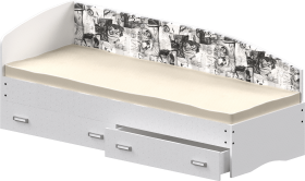Кровать Софа-9 с мягкой спинкой с рисунком Милана (900х1900) Белый в Норильске - norilsk.katalogmebeli.com | фото 1