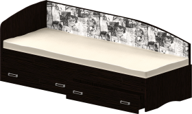 Кровать Софа-9 с мягкой спинкой с рисунком Милана (900х1900) Венге в Норильске - norilsk.katalogmebeli.com | фото