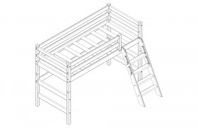 Кровать Соня вариант 6 полувысокая с наклонной лестницей Белый полупрозрачный в Норильске - norilsk.katalogmebeli.com | фото 3
