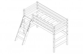 Кровать Соня вариант 6 полувысокая с наклонной лестницей Белый полупрозрачный в Норильске - norilsk.katalogmebeli.com | фото 4