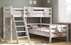 Кровать Соня вариант 8 угловая с наклонной лестницей Белый полупрозрачный в Норильске - norilsk.katalogmebeli.com | фото