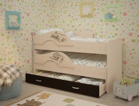 Кровать выкатная Радуга-Сафари детская 1600 Млечный дуб/Венге в Норильске - norilsk.katalogmebeli.com | фото 1