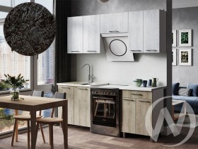 Кухня Одри 2.0м (корпус белый/дуб остин серый, дуб остин бежевый) 26мм кастилло темный в Норильске - norilsk.katalogmebeli.com | фото