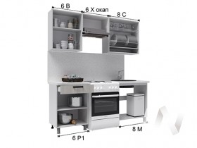 Кухня Салли 2.0 м с окапом (белый/сандал белый, серый/26 мм/дуб вотан) в Норильске - norilsk.katalogmebeli.com | фото 3