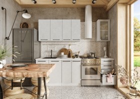 Кухонный гарнитур Нувель 1800мм белый/бетон белый в Норильске - norilsk.katalogmebeli.com | фото 1