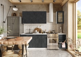 Кухонный гарнитур Нувель 1800мм белый/бетон черный в Норильске - norilsk.katalogmebeli.com | фото