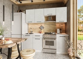 Кухонный гарнитур Нувель 2100мм белый/бетон белый в Норильске - norilsk.katalogmebeli.com | фото 1