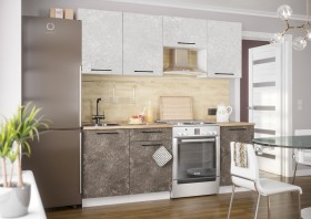 Кухонный гарнитур Нувель 2100мм белый/бетон коричневый в Норильске - norilsk.katalogmebeli.com | фото 1