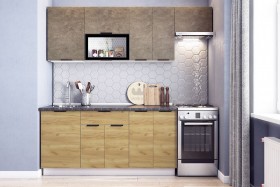 Кухонный гарнитур Стоун 2.2 (белый/камень темно-серый/акация светлая) в Норильске - norilsk.katalogmebeli.com | фото