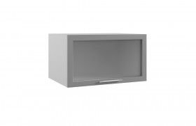 Квадро ГВПГС 800 шкаф верхний горизонтальный глубокий со стеклом высокий (Персик софт/корпус Серый) в Норильске - norilsk.katalogmebeli.com | фото