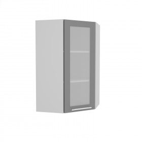 Квадро ВПУС 550 шкаф верхний угловой со стеклом высокий (Железо/корпус Серый) в Норильске - norilsk.katalogmebeli.com | фото