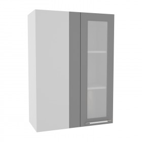 Квадро ВПУС 650 шкаф верхний угловой со стеклом высокий (Железо/корпус Серый) в Норильске - norilsk.katalogmebeli.com | фото