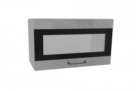 Лофт ПГСФ 600 шкаф верхний горизонтальный со стеклом и фотопечатью (Бетон светлый/корпус Серый) в Норильске - norilsk.katalogmebeli.com | фото