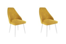 Набор стульев Милан 2 шт (желтый велюр/белый) в Норильске - norilsk.katalogmebeli.com | фото