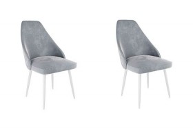 Набор стульев Милан 2 шт (серый велюр/белый) в Норильске - norilsk.katalogmebeli.com | фото