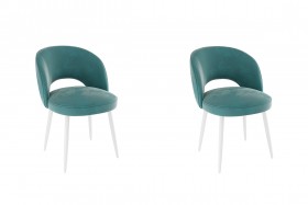 Набор стульев Моли 2 шт (зеленый велюр/белый) в Норильске - norilsk.katalogmebeli.com | фото