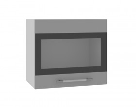Ройс ВПГСФ 500 Шкаф верхний горизонтальный со стеклом с фотопечатью высокий (Белый софт/корпус Серый) в Норильске - norilsk.katalogmebeli.com | фото