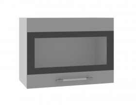 Ройс ВПГСФ 600 Шкаф верхний горизонтальный со стеклом с фотопечатью высокий (Белый софт/корпус Серый) в Норильске - norilsk.katalogmebeli.com | фото