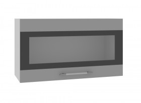 Ройс ВПГСФ 800 Шкаф верхний горизонтальный со стеклом с фотопечатью высокий (Белый софт/корпус Серый) в Норильске - norilsk.katalogmebeli.com | фото
