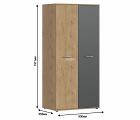 Шкаф 2-х дверный Мамбо СБ-2371 Н (Дуб Бунратти / Диамант серый) в Норильске - norilsk.katalogmebeli.com | фото 2