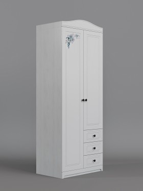 Шкаф 2-х створчатый с ящиками Бэлла (Выбеленное дерево/Белый) в Норильске - norilsk.katalogmebeli.com | фото