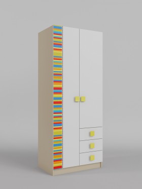 Шкаф 2-х створчатый с ящиками Клаксон без машинок (Белый/корпус Клен) в Норильске - norilsk.katalogmebeli.com | фото