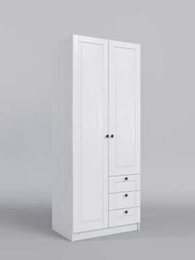Шкаф 2-х створчатый с ящиками Классика (Белый/корпус Выбеленное дерево) в Норильске - norilsk.katalogmebeli.com | фото